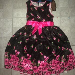 Black and pink flower girls dress size 8